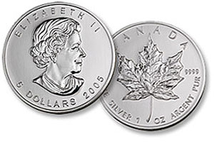 Canadian Maple Leafs Silver Bullion Coin